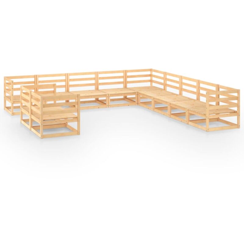 

vidaXL Juego de muebles de jardín 11 piezas madera pino maciza - Marrón