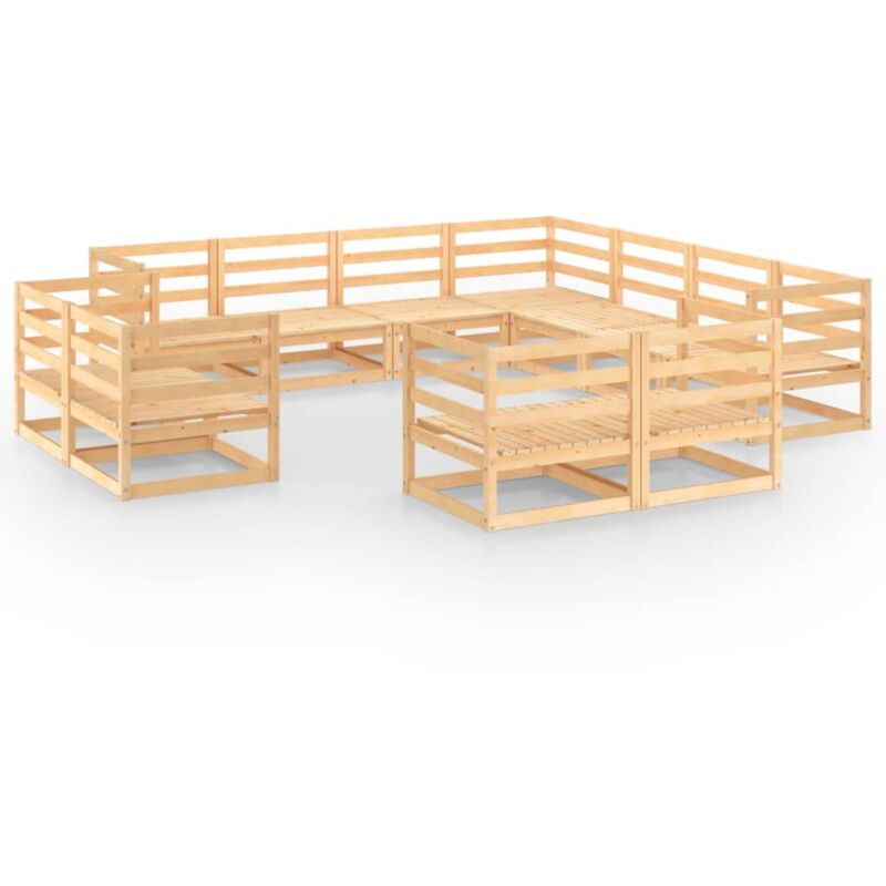 

vidaXL Juego de muebles de jardín 11 piezas madera pino maciza - Marrón