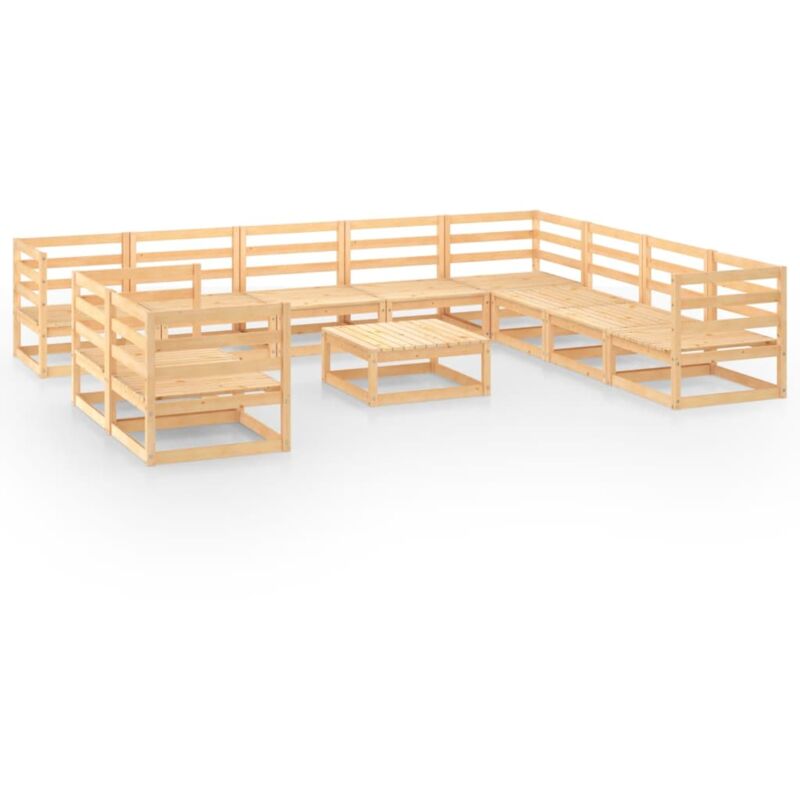 

vidaXL Juego de muebles de jardín 11 piezas madera pino maciza - Marrón