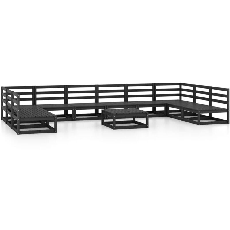 

Vidaxl - Juego de muebles de jardín 11 piezas madera pino maciza - Negro