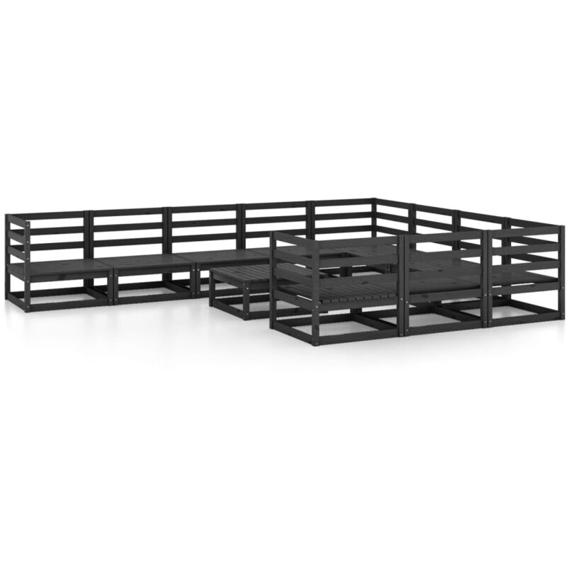 

Vidaxl - Juego de muebles de jardín 11 piezas madera pino maciza - Negro