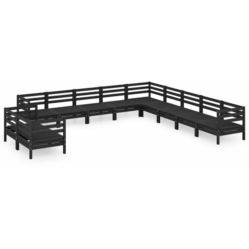 

Vidaxl - Juego de muebles de jardín 11 pzas madera de pino maciza negro - Negro