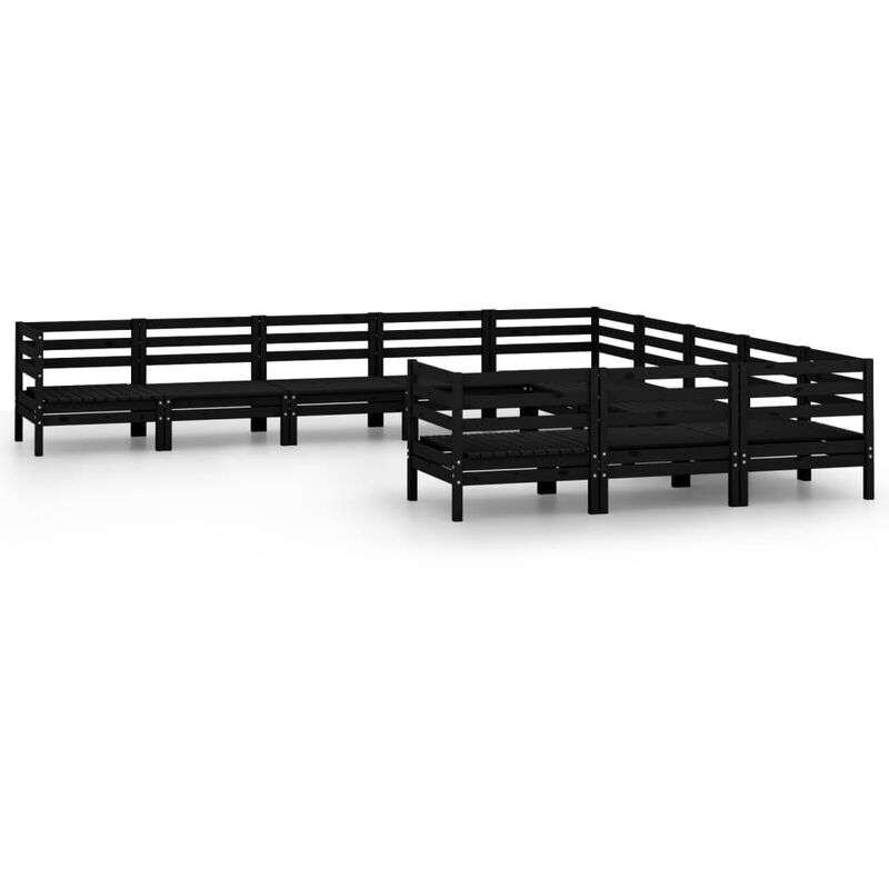 

Vidaxl - Juego de muebles de jardín 11 pzas madera de pino maciza negro - Negro