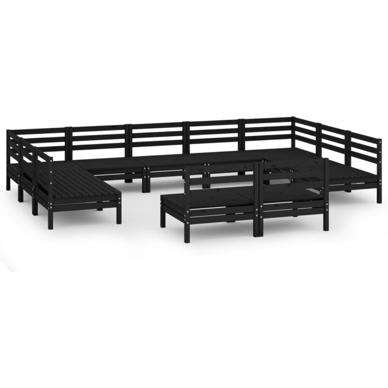 

Vidaxl - Juego de muebles de jardín 11 pzas madera de pino maciza negro - Negro