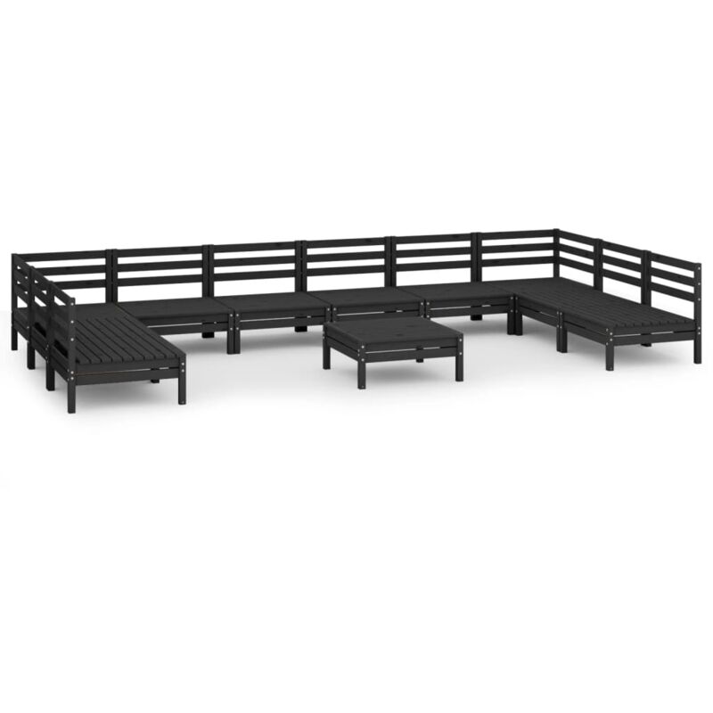 

Vidaxl - Juego de muebles de jardín 11 pzas madera de pino maciza negro - Negro
