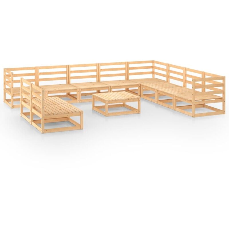 

vidaXL Juego de muebles de jardín 11 piezas madera pino maciza - Marrón