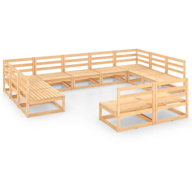 

vidaXL Juego de muebles de jardín 11 piezas madera pino maciza - Marrón