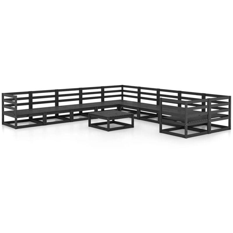 

Vidaxl - Juego de muebles de jardín 11 pzas y cojines madera pino maciza - Negro