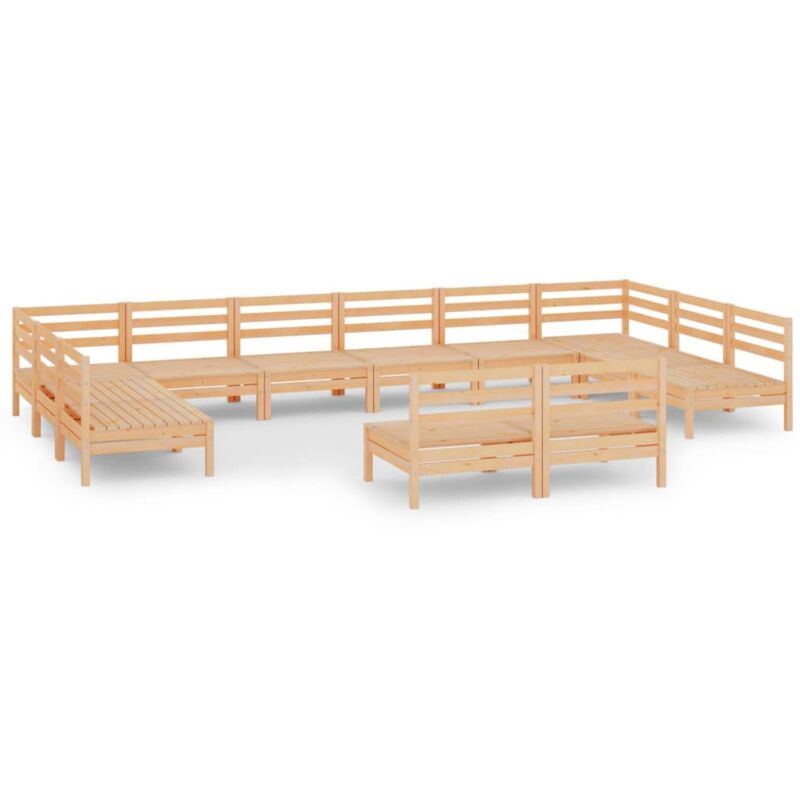 

Vidaxl - Juego de muebles de jardín 12 piezas madera maciza de pino - Marrón