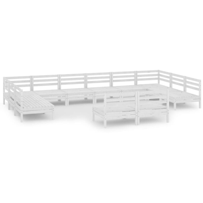 

Vidaxl - Juego de muebles de jardín 12 piezas madera maciza pino blanco - Blanco