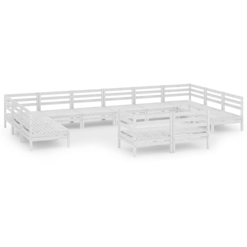 

Vidaxl - Juego de muebles de jardín 12 piezas madera maciza pino blanco - Blanco