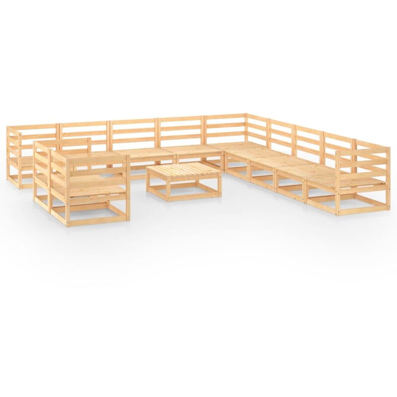 

vidaXL Juego de muebles de jardín 12 piezas madera pino maciza - Marrón