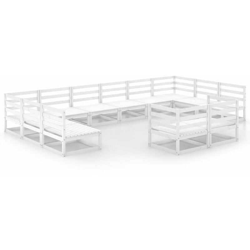 

Vidaxl - Juego de muebles de jardín 12 piezas madera pino maciza - Blanco
