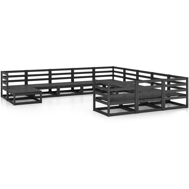 

Vidaxl - Juego de muebles de jardín 12 piezas madera pino maciza - Negro