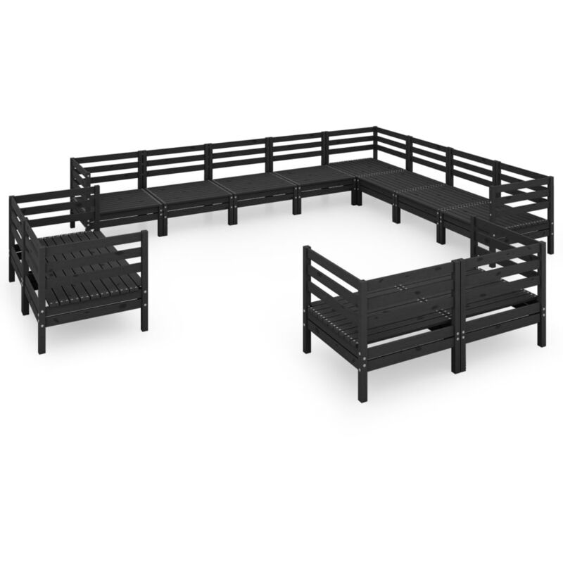 

Vidaxl - Juego de muebles de jardín 12 pzas madera de pino maciza negro - Negro