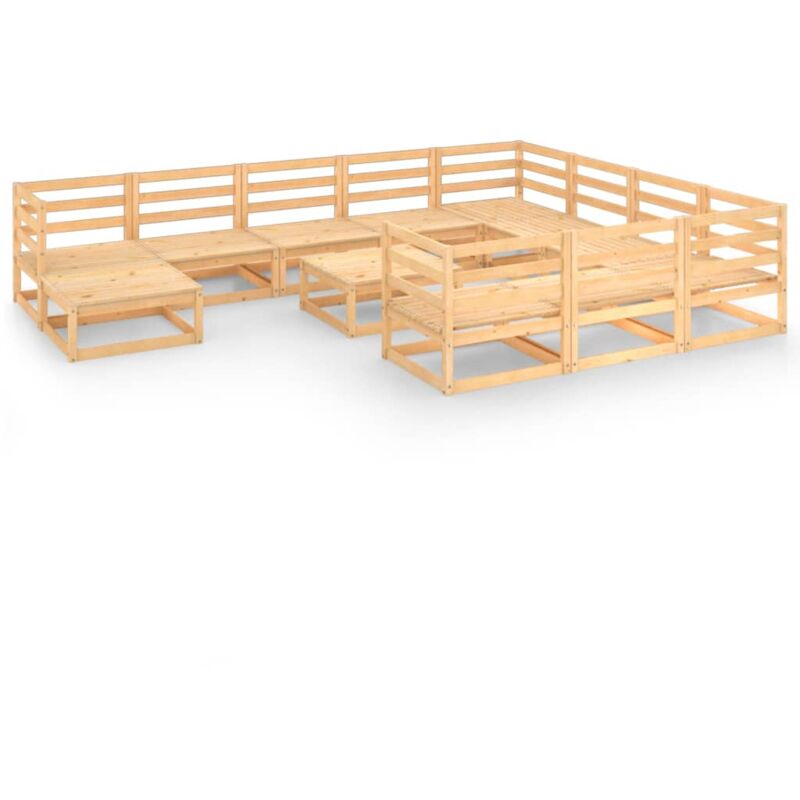 

vidaXL Juego de muebles de jardín 12 pzas y cojines madera pino maciza - Marrón