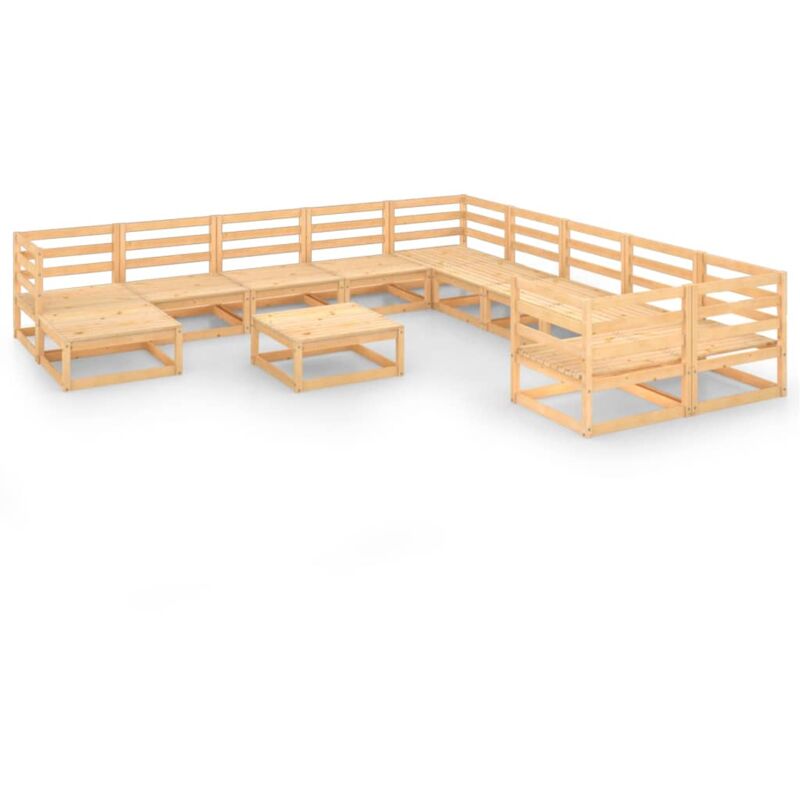 

vidaXL Juego de muebles de jardín 12 pzas y cojines madera pino maciza - Marrón