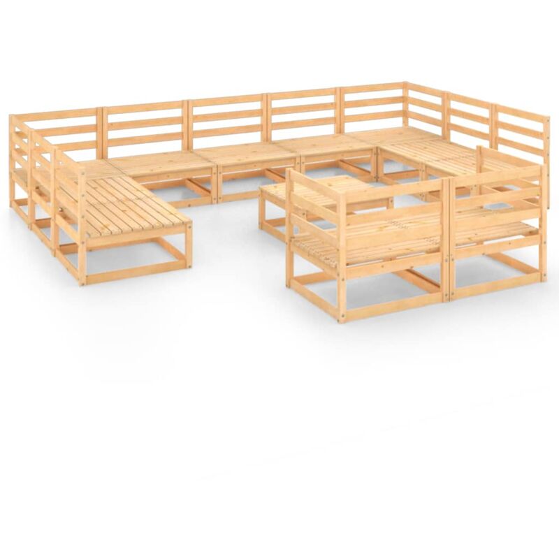 

vidaXL Juego de muebles de jardín 12 piezas madera pino maciza - Marrón