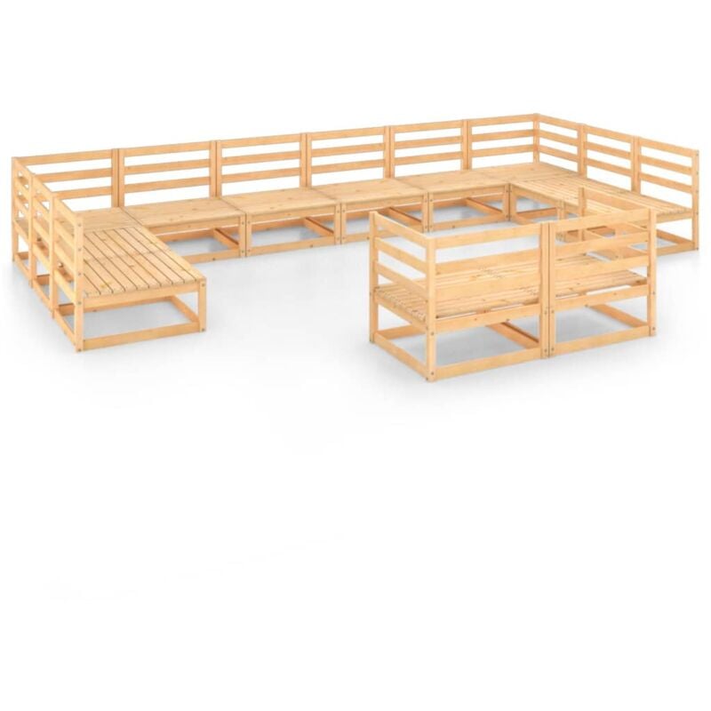 

vidaXL Juego de muebles de jardín 12 piezas madera pino maciza - Marrón