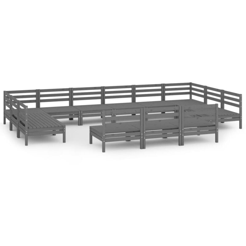 

Vidaxl - Juego de muebles de jardín 13 piezas madera maciza de pino gris - Gris