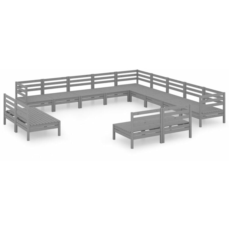 

Vidaxl - Juego de muebles de jardín 13 piezas madera maciza de pino gris - Gris