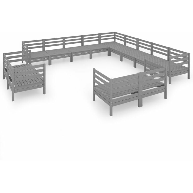 

Juego de muebles de jardín 13 piezas madera maciza de pino gris - Gris - Vidaxl