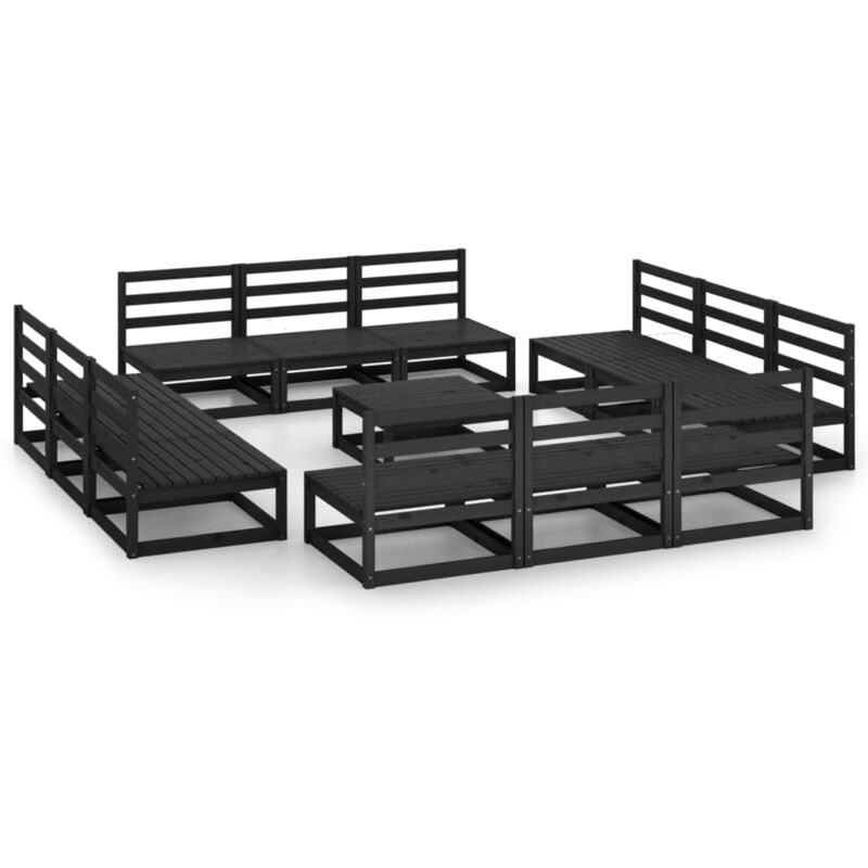 

Vidaxl - Juego de muebles de jardín 13 piezas negro madera madera pino - Negro