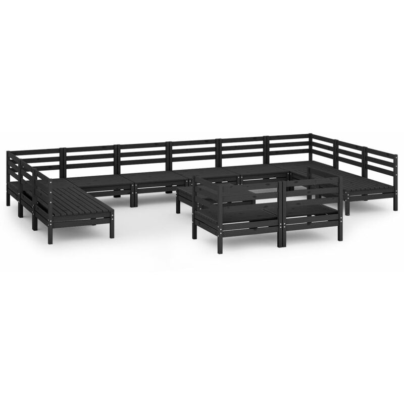 

Vidaxl - Juego de muebles de jardín 13 pzas madera de pino maciza negro - Negro