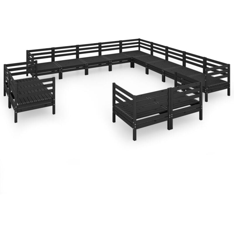 

Vidaxl - Juego de muebles de jardín 13 pzas madera de pino maciza negro - Negro