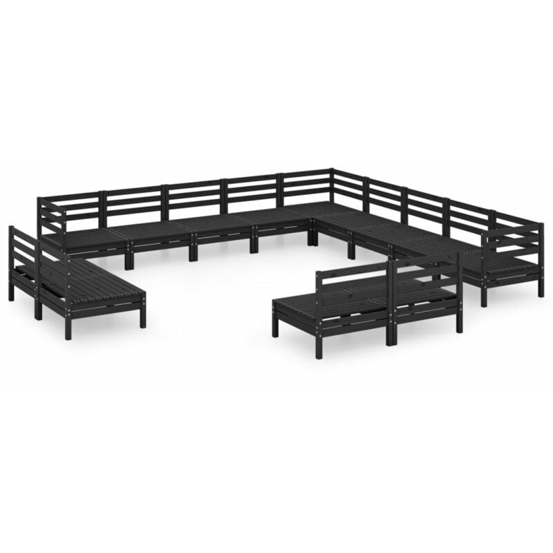 

Vidaxl - Juego de muebles de jardín 13 pzas madera de pino maciza negro - Negro