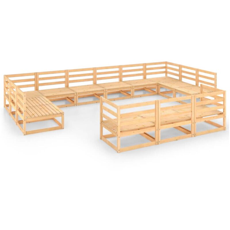 

vidaXL Juego de muebles de jardín 13 piezas madera pino maciza - Marrón