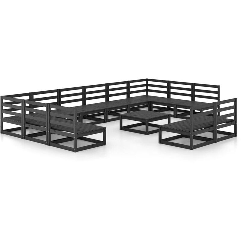 

Vidaxl - Juego de muebles de jardín 13 pzas y cojines madera pino maciza - Negro