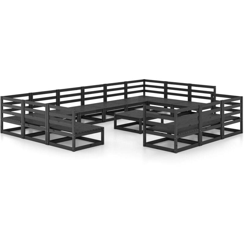 

Vidaxl - Juego de muebles de jardín 14 piezas madera pino maciza - Negro