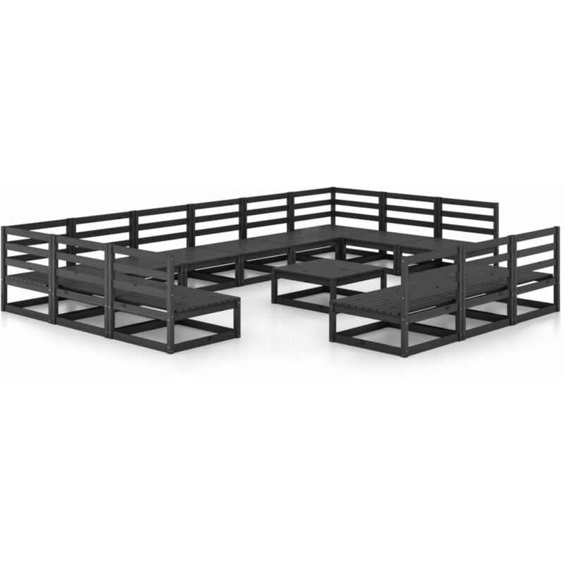 

Vidaxl - Juego de muebles de jardín 14 piezas madera pino maciza - Negro