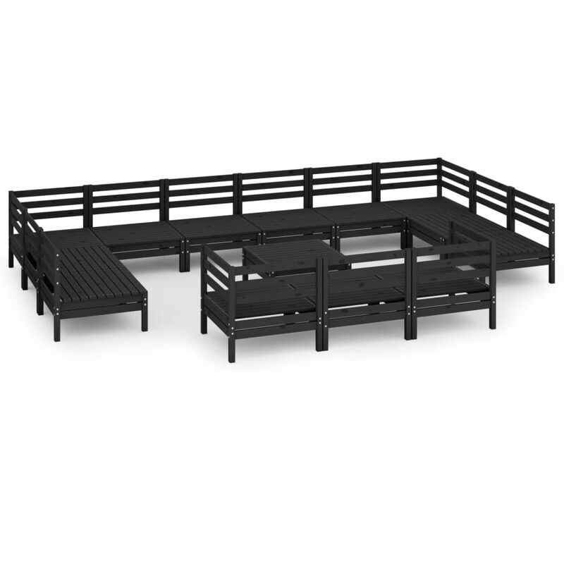 

Vidaxl - Juego de muebles de jardín 14 pzas madera de pino maciza negro - Negro