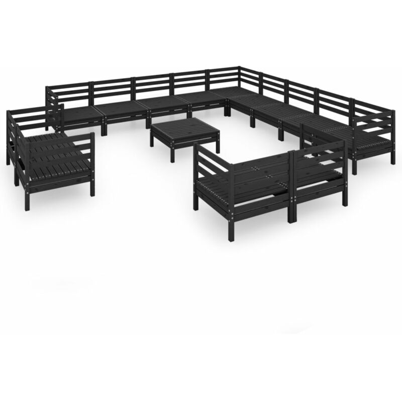 

Vidaxl - Juego de muebles de jardín 14 pzas madera de pino maciza negro - Negro