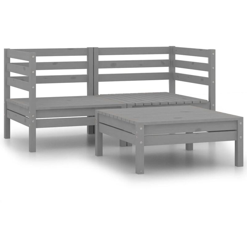 

Vidaxl - Juego de muebles de jardín 3 piezas madera maciza de pino gris - Gris