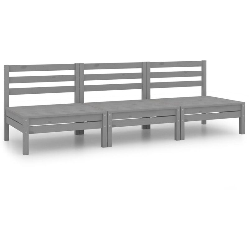 

Vidaxl - Juego de muebles de jardín 3 piezas madera maciza de pino gris - Gris