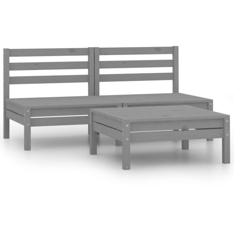

Vidaxl - Juego de muebles de jardín 3 piezas madera maciza de pino gris - Gris