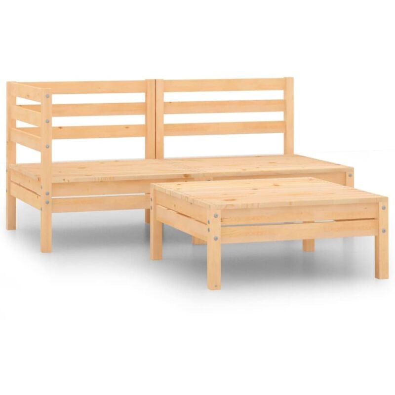 

vidaXL Juego de muebles de jardín 3 piezas madera maciza de pino - Marrón