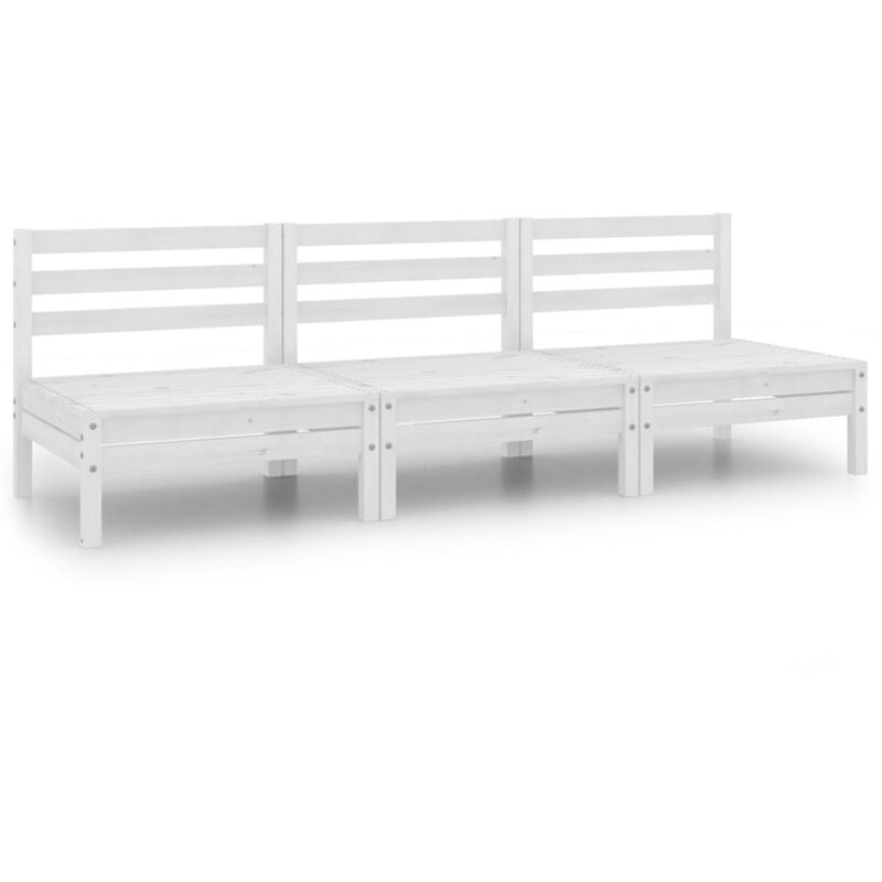

Vidaxl - Juego de muebles de jardín 3 piezas madera maciza pino blanco - Blanco