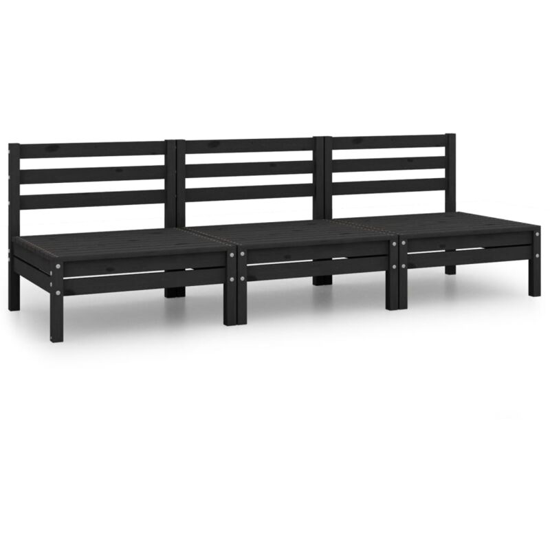 

Vidaxl - Juego de muebles de jardín 3 pzas madera de pino maciza negro - Negro