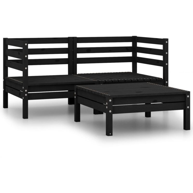 

Vidaxl - Juego de muebles de jardín 3 pzas madera de pino maciza negro - Negro