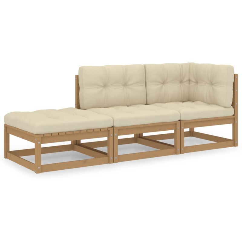 

Vidaxl - Juego de muebles de jardín 3 pzas y cojines madera pino maciza - Marrón
