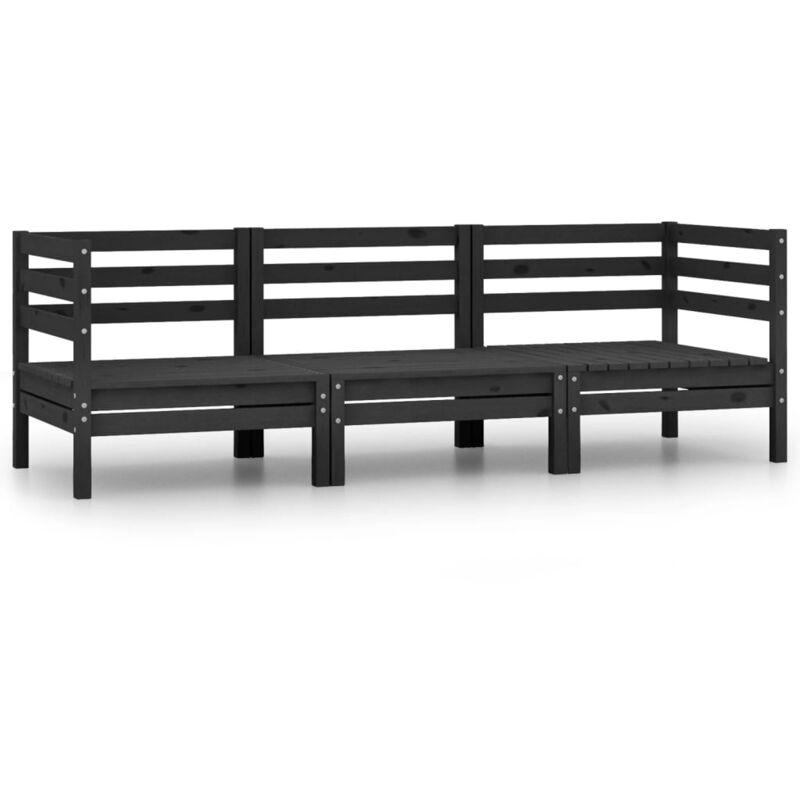 

Vidaxl - Juego de muebles de jardín 3 pzas y cojines negro madera pino - Negro
