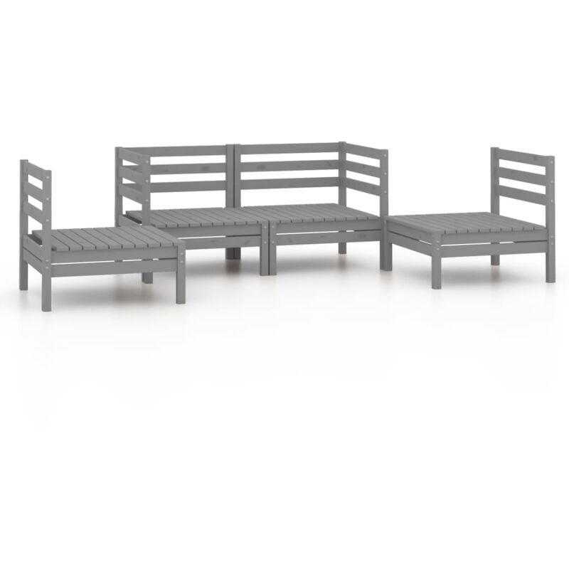 

vidaXL Juego de muebles de jardín 4 piezas madera maciza de pino gris - Gris