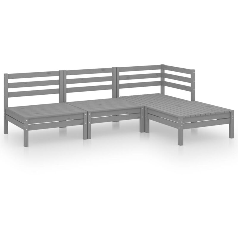 

Vidaxl - Juego de muebles de jardín 4 piezas madera maciza de pino gris - Gris