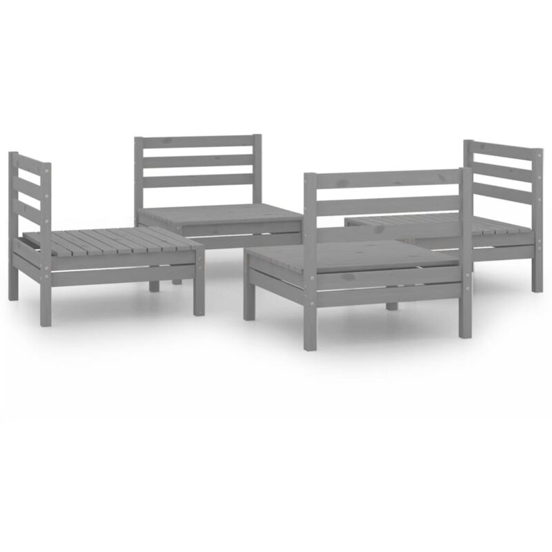 

Vidaxl - Juego de muebles de jardín 4 piezas madera maciza de pino gris - Gris
