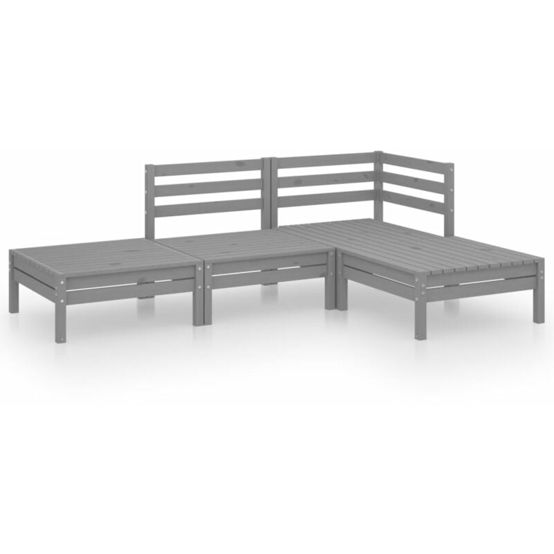 

Vidaxl - Juego de muebles de jardín 4 piezas madera maciza de pino gris - Gris
