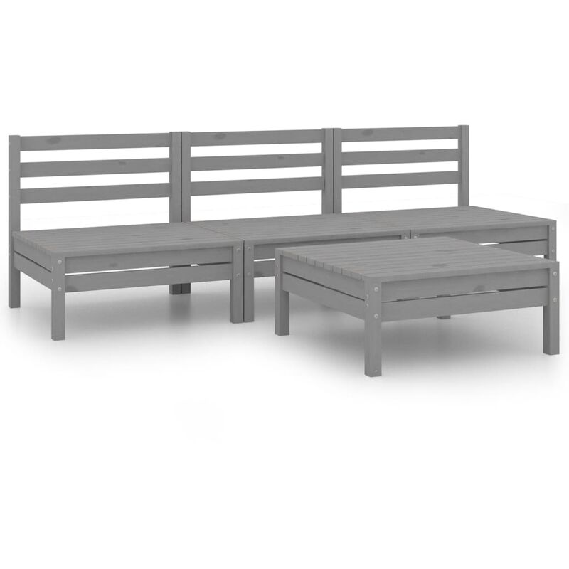 

vidaXL Juego de muebles de jardín 4 piezas madera maciza de pino gris - Gris